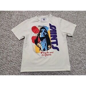 Frost Originals House Of Saints Tshirt  SMALL Embroidered Graphic Natural Beige